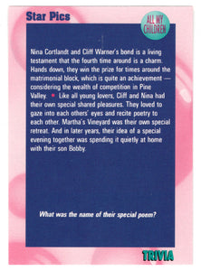 Trivia - What was the Name of Their Special Poem? (Trading Card) All My Children - 1991 Star Pics # 21 - Mint