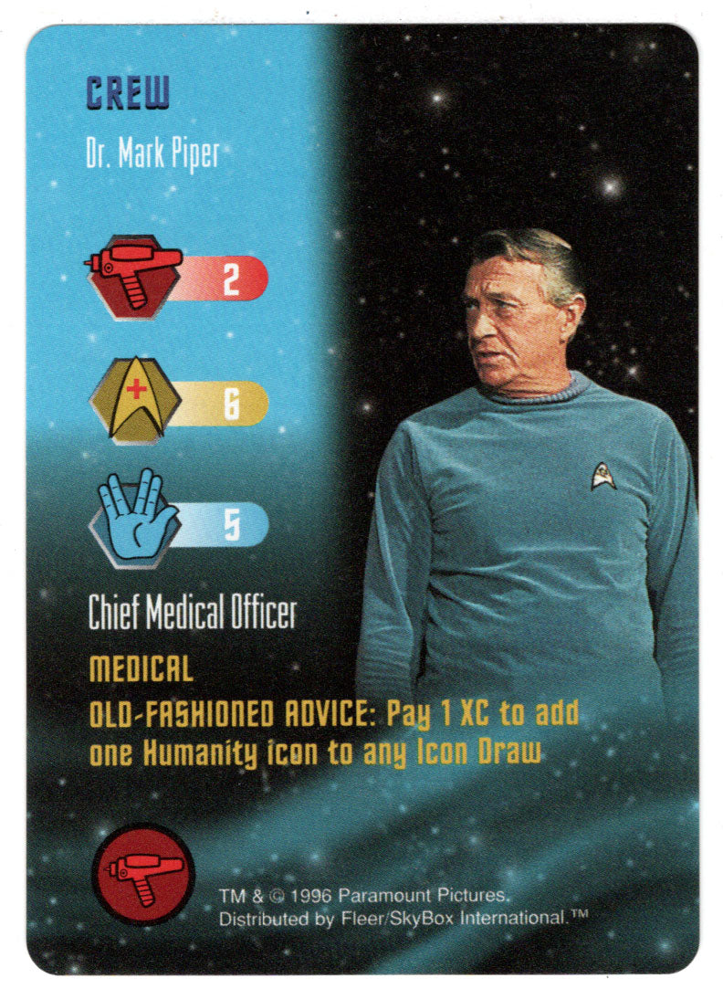 Crew - Dr Mark Piper (Trading Card) - Star Trek The Card Game - 1996 Skybox - Mint