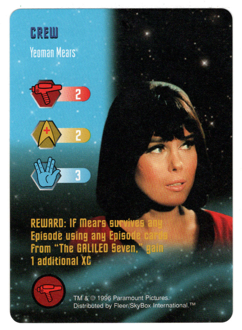 Crew - Yeoman Mears (Trading Card) - Star Trek The Card Game - 1996 Skybox - Mint