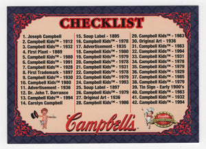 Checklist - The Campbell's Collection - 1995 Collect-a-Card # 72 Mint