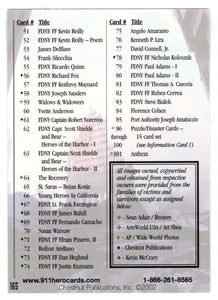 Checklist Card A: # 1 - # 101 (Trading Card) Heroes of the World Trade Center Memorial - Tribute - 2002 Chestnut Publications # 165 - Mint