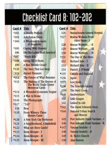 Checklist Card B: # 102 - # 201 (Trading Card) Heroes of the World Trade Center Memorial - Tribute - 2002 Chestnut Publications # 166 - Mint