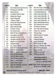 Checklist Card B: # 102 - # 201 (Trading Card) Heroes of the World Trade Center Memorial - Tribute - 2002 Chestnut Publications # 166 - Mint