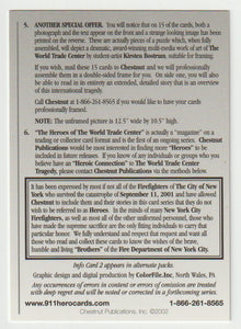 Information - Card 1 of 2 (Trading Card) Heroes of the World Trade Center Memorial - Tribute - 2002 Chestnut Publications - Mint