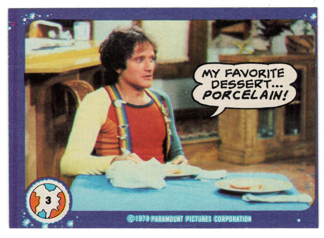 My Favorite Dessert. Porcelain! - Mork & Mindy - 1989 Topps # 3 - Mint
