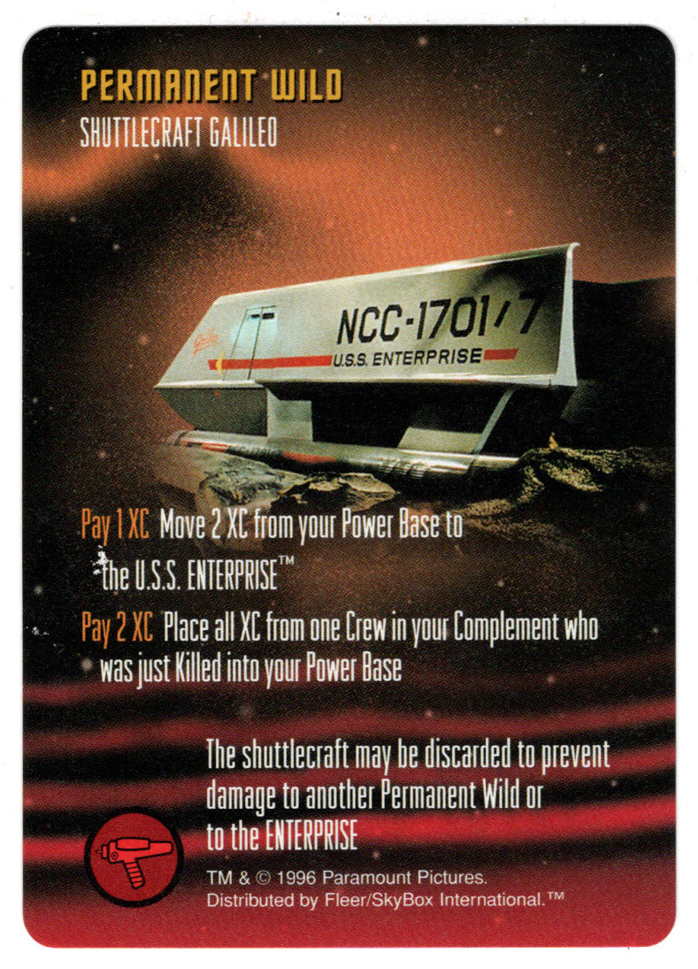 Permanent - Shuttlecraft Galileo (Trading Card) - Star Trek The Card Game - 1996 Skybox - Mint