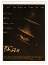 Load image into Gallery viewer, The Man with The Iron Mask with Leonardo Dicaprio, Jeremy Irons &amp; John Malkovish - Classic Cinema Vintage Original Postcard # 0973 - New, 1990's
