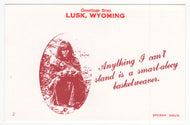 Greetings from Lusk, Wyoming, USA Vintage Original Postcard # 1856 - New - 1961