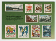 Ten Most Popular Swedish Postage Stamps, Sweden - Vintage Original Postcard # 1900 - New - 1985