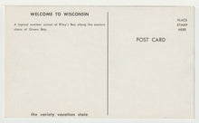 Load image into Gallery viewer, Welcome to Wisconsin, USA (Riley's Bay) Vintage Original Postcard # 5000 - New, 1960's
