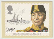 Load image into Gallery viewer, Martime Heritage - Lord Fisher and the 'HMS Dreadnought' Vintage Original Postcard # 5023 - New - June 16, 1982
