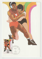 1984 Summer Olympics - Los Angeles, California - 'Wrestling' Vintage Original Postcard # 5040 - New - Post Marked May 4, 1983