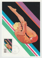 1984 Summer Olympics - Los Angeles, California - 'Men's Diving' Vintage Original Postcard # 5051 - New - Post Marked May 4, 1984