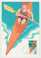 1984 Summer Olympics - Los Angeles, California - 'Women's Kayaking' Vintage Original Postcard # 5052 - New - Post Marked May 4, 1984