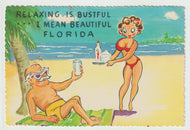 Relaxing in Bustful ... I Mean Beautiful Florida Vintage Original Postcard # 5078 - Post Marked April 1973