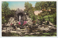 Ursuline Academy - Grotto of Our Lady of Lourdes, Springfield, Illinois, USA Vintage Original Postcard # 5096 - Post Marked September 30, 1942