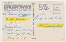 Load image into Gallery viewer, Nova Scotia - Shield of the Arms, Canada Vintage Original Postcard # 5126 - Hand Written - 1960's
