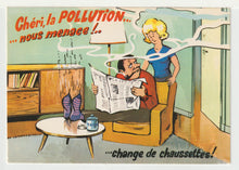 Load image into Gallery viewer, Cheri, Pollution Threatens Us 'Change Socks' Vintage Original Postcard # 5145 - Written 1970's
