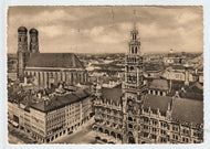 Town Hall and Cathedral, Munich, Germany Vintage Original Postcard # 5164 - Post Marked May 15, 1959