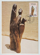 Wood Sculpture 'Distant Drums' Art - Sculptures, South Africa Vintage Original Postcard # 5197 - New - Post Marked April 9, 1987