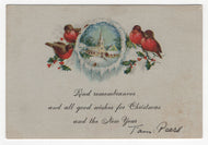 Good Wishes for Christmas and the New Year Vintage Original Postcard # 5302 - New - 1940's