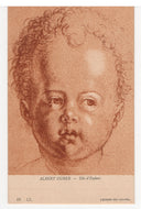 Child's Head by Albert Durer - Drawings from the Louvre, Paris, France Vintage Original Postcard # 5367 - New - 1940's