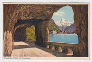 View of Fluelen, the Axenstrasse Tunnel & Lake Lucerne, Switzerland Vintage Original Postcard # 5371 - New - 1960's