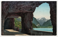 View of Fluelen, the Axenstrasse Tunnel, Switzerland Vintage Original Postcard # 5375 - Post Marked October 16, 1961