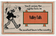 Valley Falls, New York, USA - Smallest Town in the Country - Vintage Original Postcard # 5433 - Post Marked - Early 1900's