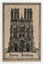 Load image into Gallery viewer, Seasons Greetings (Cathedral of Notre-Dame of Reims) Vintage Original Postcard # 5472 - New - 1960's
