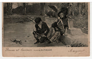 Ice Skating (Unknown) Vintage Original Postcard # 5483 - Post Marked Early 1900's