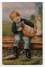 Load image into Gallery viewer, Boy with Chicken (Unknown) Vintage Original Postcard # 5513 - New - Early 1900's
