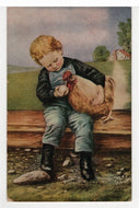 Boy with Chicken (Unknown) Vintage Original Postcard # 5513 - New - Early 1900's