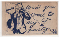 Won't You Come to My Party! Vintage Original Postcard # 5514 - Post Marked Early 1900's