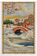 Happy New Year - Gelukkig Nieuwjaar Vintage Original Postcard # 5532 - Post Marked 1957