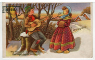 Happy New Year - Gelukkig Nieuwjaar Vintage Original Postcard # 5537 - Post Marked 1960's
