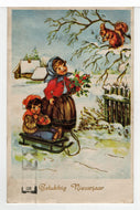Happy New Year - Gelukkig Nieuwjaar Vintage Original Postcard # 5546 - Post Marked 1960's