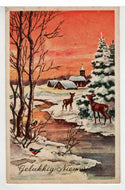 Happy New Year - Gelukkig Nieuwjaar Vintage Original Postcard # 5557 - Post Marked 1950's