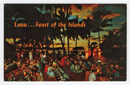 Queen's Surf, Waikiki, Hawaii, USA - Lula Hawaiian Feast - Vintage Original Postcard # 5596 - New - 1970's