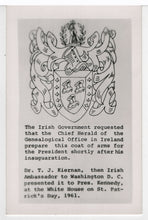 Load image into Gallery viewer, Coat of Arms - Dr. T. J. Kiernan, President John F. Kennedy - Vintage Original Postcard # 5630 - New - 1960's
