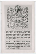 Coat of Arms - Dr. T. J. Kiernan, President John F. Kennedy - Vintage Original Postcard # 5630 - New - 1960's