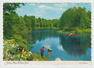 Fishing Along a Quiet River, Mont-Laurier, Quebec, Canada Vintage Original Postcard # 5655 - Hand Written - 1980's