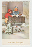 Happy New Year - Gelukkig Nieuwjaar Vintage Original Postcard # 5663 - Post Marked 1960's
