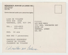 Load image into Gallery viewer, Residence Jean-De-La-Lande, Montreal, Quebec, Canada Vintage Original Postcard # 5789 - Hand Written 1980's
