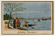 Happy New Year - Gelukkig Nieuwjaar Vintage Original Postcard # 5831 - Post Marked 1950's