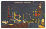 Yonge Street, Toronto, Ontario, Canada (At Night) Vintage Original Postcard # 2215 - Post Marked July 2, 1954