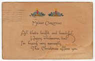 Merry Christmas Poem - Greetings Vintage Original Postcard # 2233 - Post Marked December 22, 1921 - VG