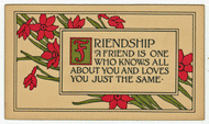 Friendship - Vintage Original Postcard # 2240 - Hand Written - Early 1900's - VG
