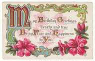 Birthday Greetings - Vintage Original Postcard # 2250 - Post Marked March 22. 1911 - VG