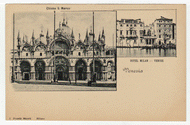 St. Mark's Square - Hotel Milan, Venice, Italy Vintage Original Postcard # 2315 - New - 1940's